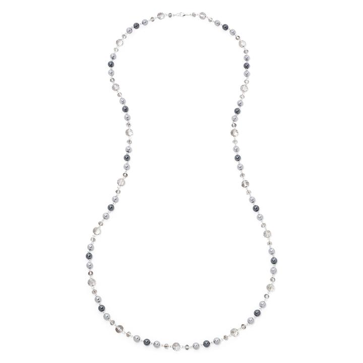 Vieste Gray Simulated Pearl Long 48 Necklace