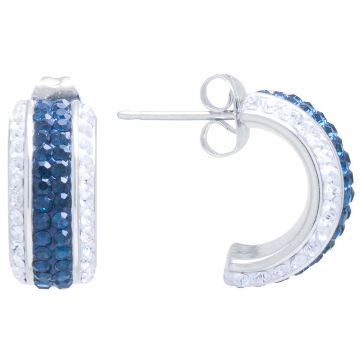 Sparkle Allure Multi Color Silver Over Brass Hoop Earrings