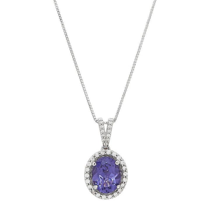 Womens Simulated Purple Tanzanite Pendant Necklace