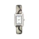 Womens Rectangular Crystal-accent Glitz Strap Watch