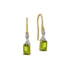 Genuine Peridot And Diamond-accent 14k Yellow Gold Square Drop Earrings
