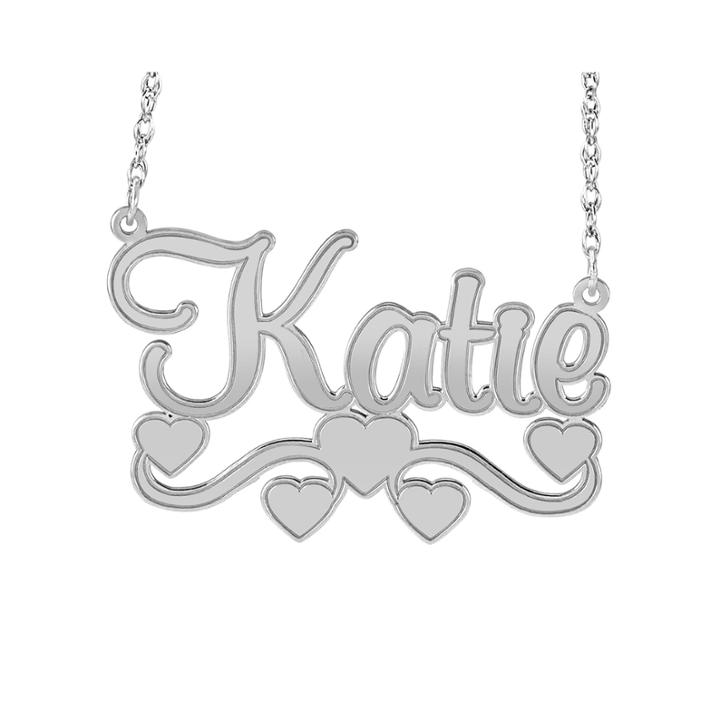 Personalized Sterling Silver Name Necklace With Hearts