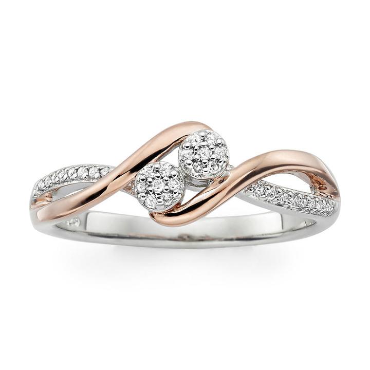 Diamond Blossom Womens Genuine White Diamond 14k Sterling Silver Cocktail Ring