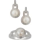 Womens 2-pack Diamond Accent White Pearl Sterling Silver Jewelry Set