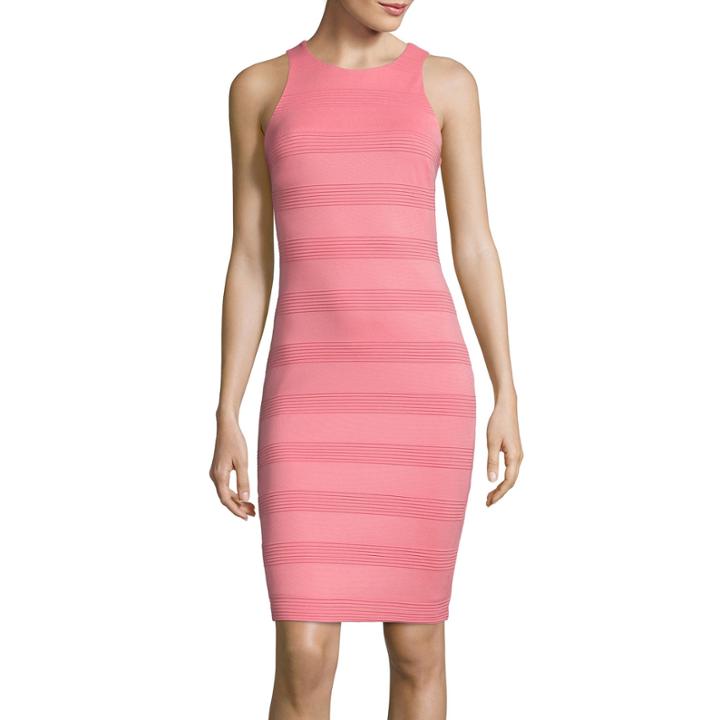 Bisou Bisou Halter-neck Textured-stripe Bodycon Dress