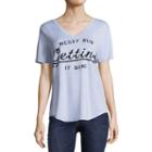 Short Sleeve Y Neck Graphic T-shirt-juniors