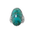 Enhanced Turquoise Sterling Silver Oval Filigree Ring