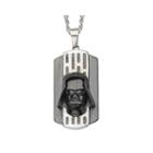 Star Wars Two-tone Stainless Steel Black Ip Darth Vader Dog Tag Pendant Necklace