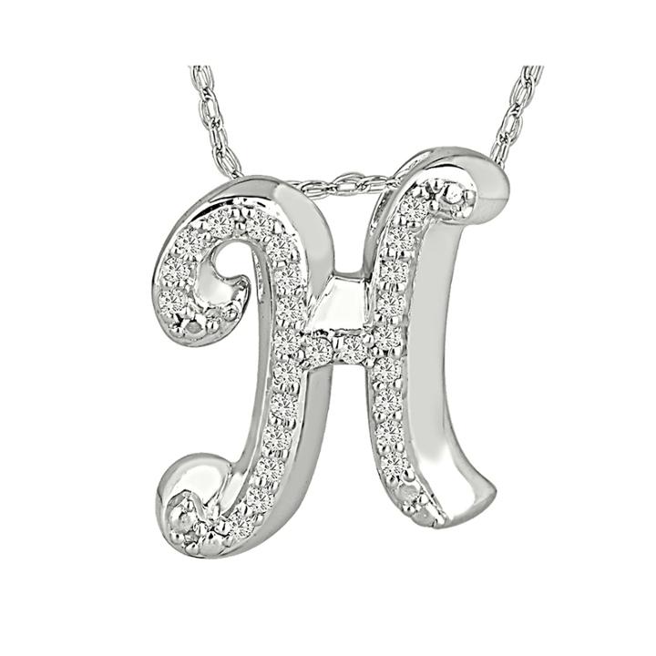 1/7 Ct. T.w. Diamond Sterling Silver Initial H Pendant Necklace