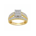 Womens 1 Ct. T.w. Genuine Round White 10k Gold Engagement Ring