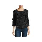 Almost Famous 3/4 Sleeve Scoop Neck Crepe Blouse-juniors