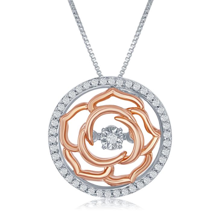 Enchanted By Disney 1/5 C.t.t.w. Sterling Silver Bellerose Necklace