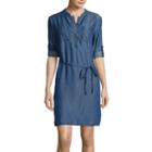 Liz Claiborne Long-sleeve Denim Shirtdress