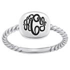Personalized Sterling Silver Script Monogram Signet Ring