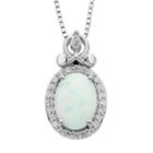 Enchanted Disney Fine Jewelry 1/10 Ct. T.w. Diamond And Lab-created Opal Cinderella Sterling Silver Pendant Necklace