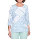 Alfred Dunner Day Dreamer Short Sleeve Crew Neck Patchwork T-shirt-womens