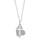 Sparkle Allure Womens White Crystal Pendant Necklace