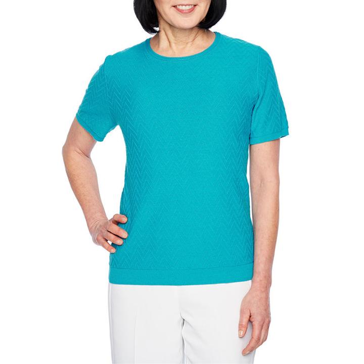 Alfred Dunner Classics Short Sleeve Crew Neck Pullover Sweater