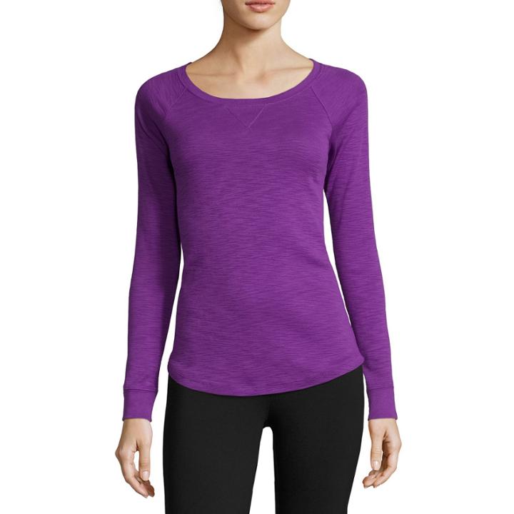 Liz Claiborne Long-sleeve Slub Cotton Tee