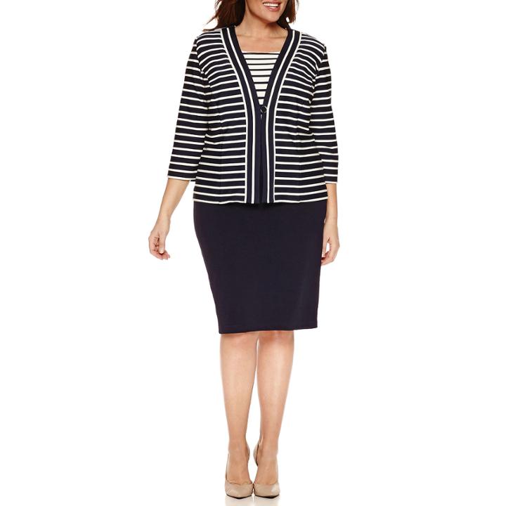 Danny & Nicole 3/4 Sleeve Jacket Dress-plus