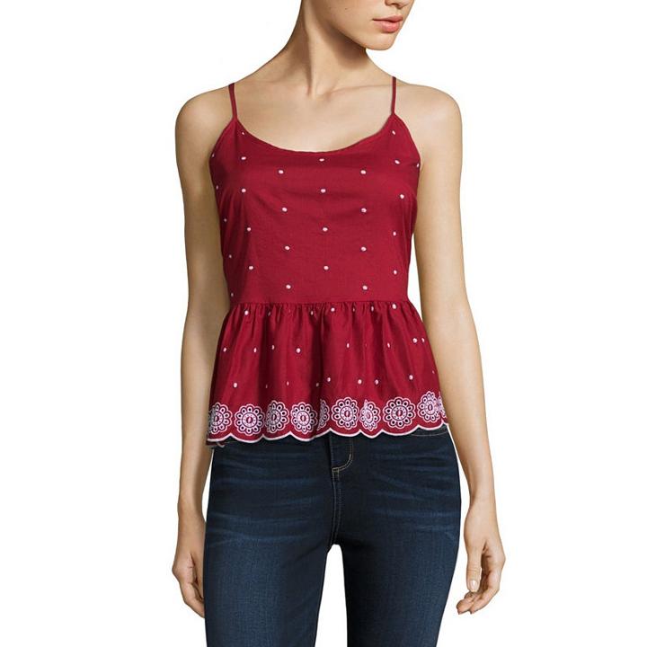 Arizona Sleeveless U Neck Woven Blouse-juniors