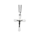 Mens Stainless Steel And Black Ion-plated Crucifix Pendant
