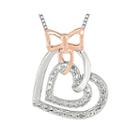 1/5 Ct. T.w. Diamond Sterling Silver And 10k Rose Gold Bow Heart Necklace