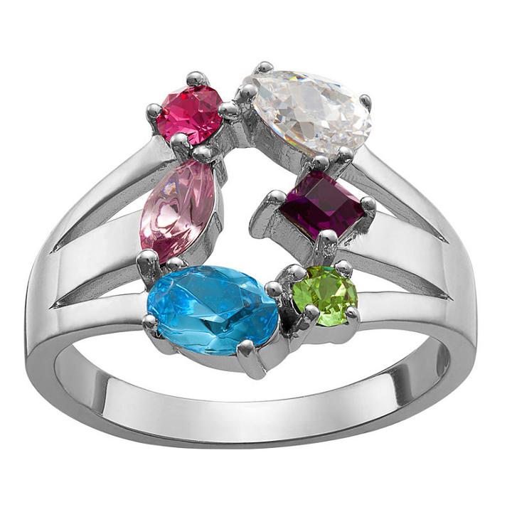 Personalized Womens Multi Color Crystal Cocktail Ring
