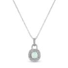 Womens Lab Created White Opal Sterling Silver Round Pendant Necklace