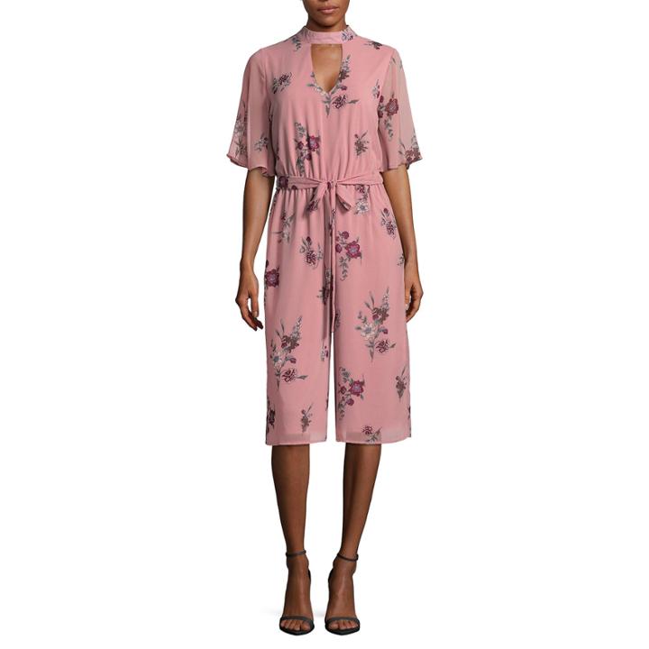 My Michelle Short Sleeve Belted Jumpsuit-juniors