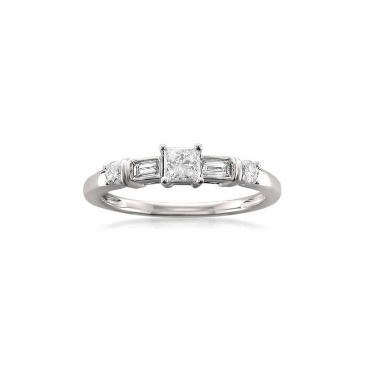 Womens 1/2 Ct. T.w. Princess White Diamond 14k Gold Engagement Ring