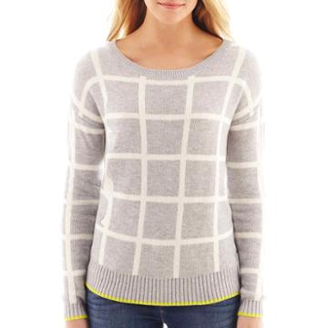 Jcp&trade; Long-sleeve Jacquard Crewneck Sweater