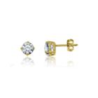 Lab-created White Sapphire 14k Yellow Gold Over Silver Earrings