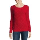 Liz Claiborne Long Sleeve Crew Neck Pullover Sweater-petites
