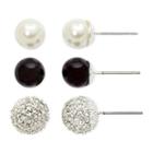 Vieste Simulated Pearl, Fireball & Black 3-pr. Stud Earring Set