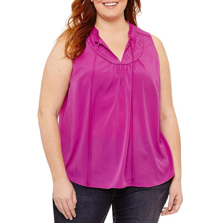 St. John's Bay Woven Tank Top-plus