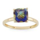 Womens Topaz Blue 10k Gold Square Cocktail Ring