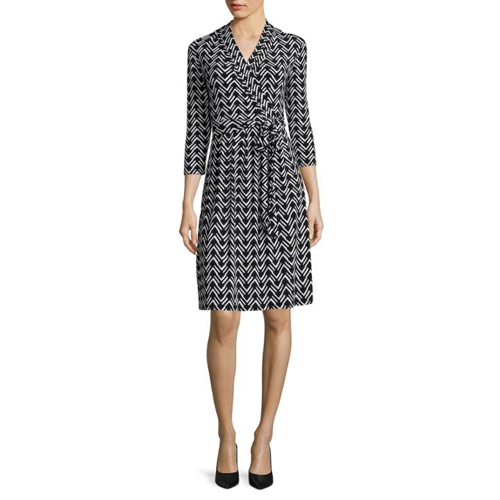 Liz Claiborne 3/4-sleeve Chevron Wrap Dress