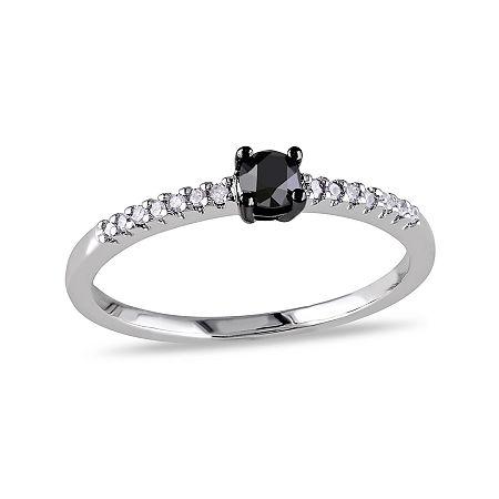 1/4 C.t.t.w. White And Color-enhanced Black Diamond 10k White Gold Promise Ring
