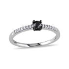 1/4 C.t.t.w. White And Color-enhanced Black Diamond 10k White Gold Promise Ring