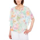 Alfred Dunner Roman Holiday Short Sleeve Crew Neck Knit Floral Blouse-petites