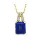 Lab-created Blue And White Sapphire Split-bail Pendant Necklace