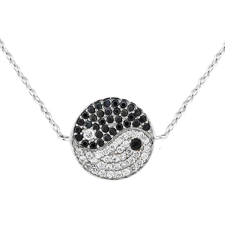 Diamonart Womens 1 Ct. T.w. Black Cubic Zirconia Sterling Silver Pendant Necklace
