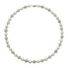14k Yellow Gold Cultured Freshwater Pearl & Dyed Green Jade Necklace
