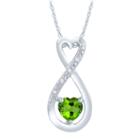 Diamond Accent Green Peridot Heart Sterling Silver Pendant