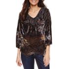 Unity World Wear Long Sleeve V Neck T-shirt-womens Petites