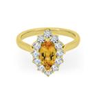 Womens Genuine Yellow Citrine Gold Over Silver Cocktail Ring