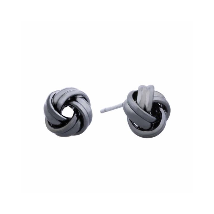 Liz Claiborne Hypoallergenic Hematite Knot Button Earrings