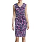 Black Label By Evan-picone Cap-sleeve Print Sheath Dress