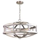 Eglo Montrose 4-light 19 Inch Acacia Wood And Brushed Nickel Chandelier Ceiling Light